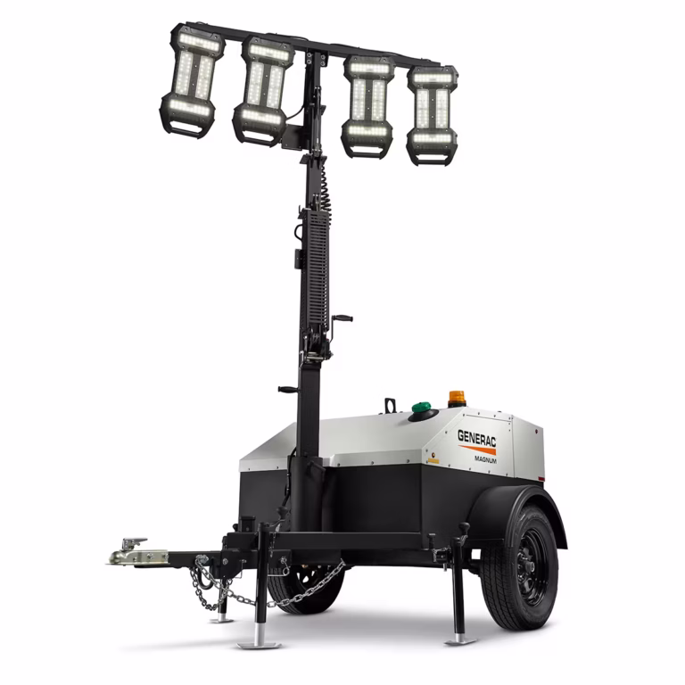 Portable light tower for construction.